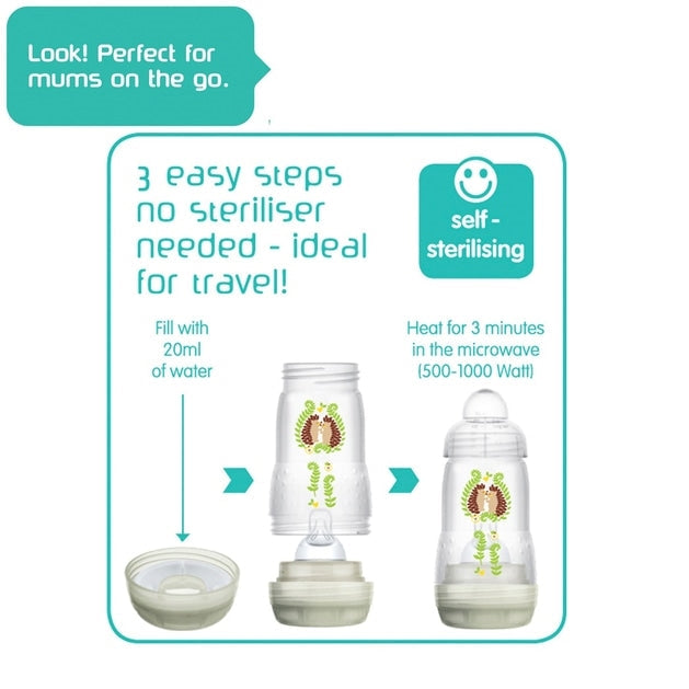 Mam Easy Start Self Sterilising 260Ml Bottle 3 Pack Assortment