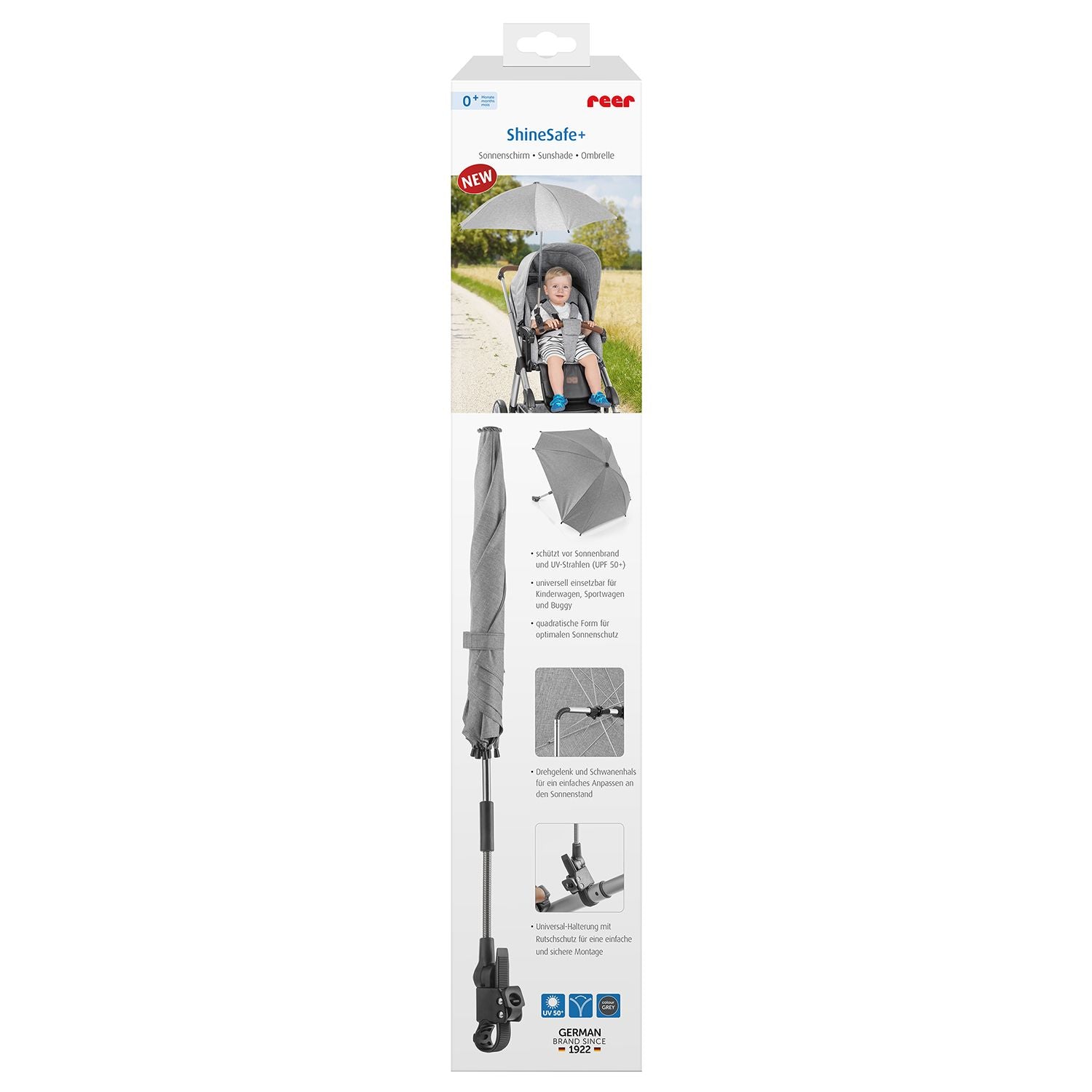 Shine Safe Universal Fits Parasol With Uvf50 Protection - Grey