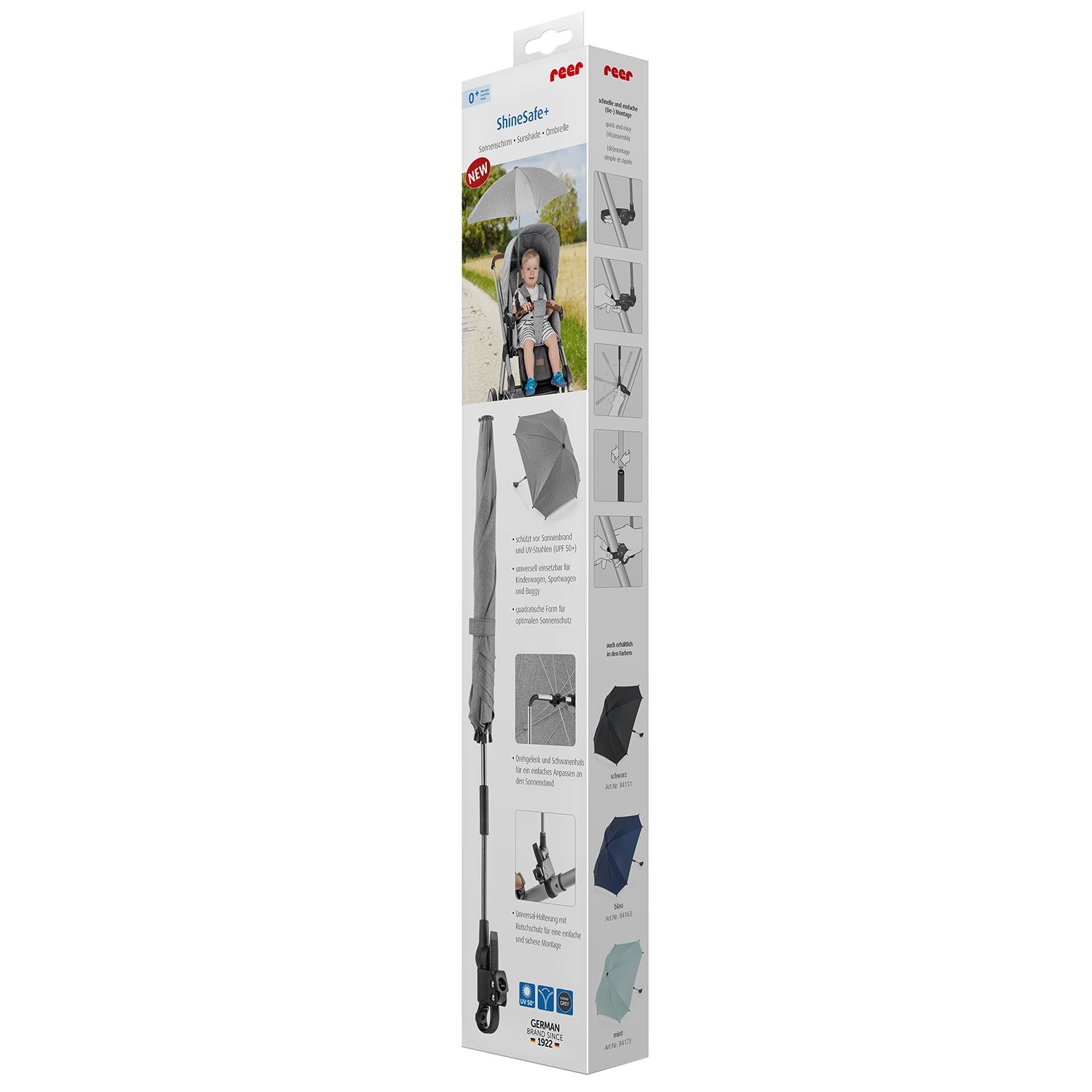 Shine Safe Universal Fits Parasol With Uvf50 Protection - Grey