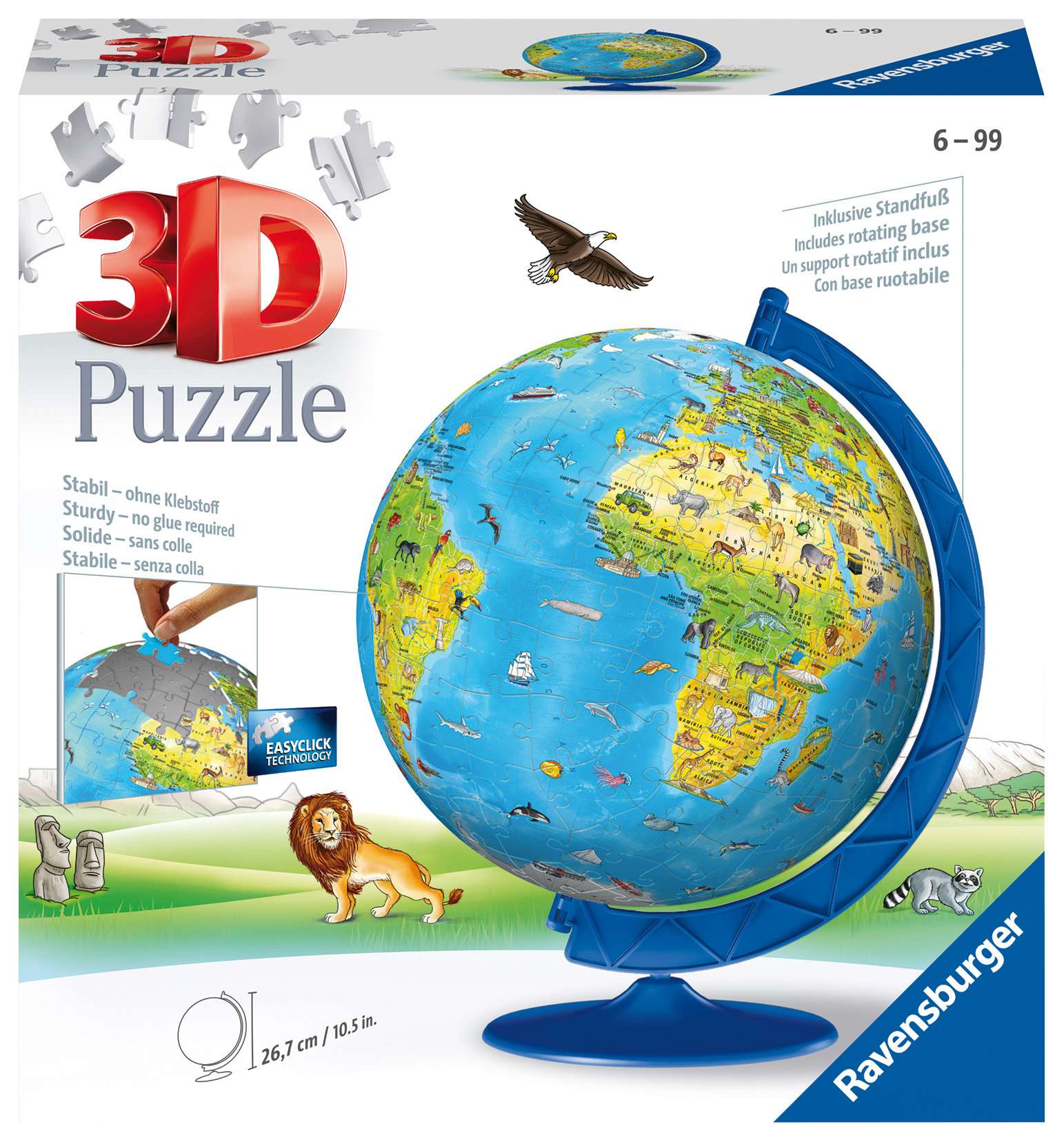 Ravensburger Children's World Globe, 180 Piece 3D Jigsaw Puzzle