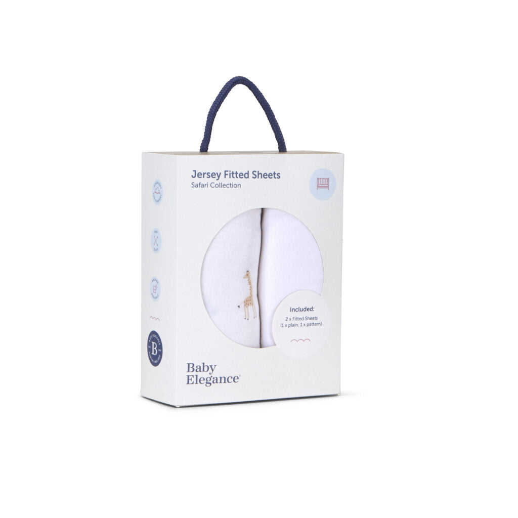 Baby Elegance Travel Cot Sheets Safari - 70 X 100Cm - 2 Pack