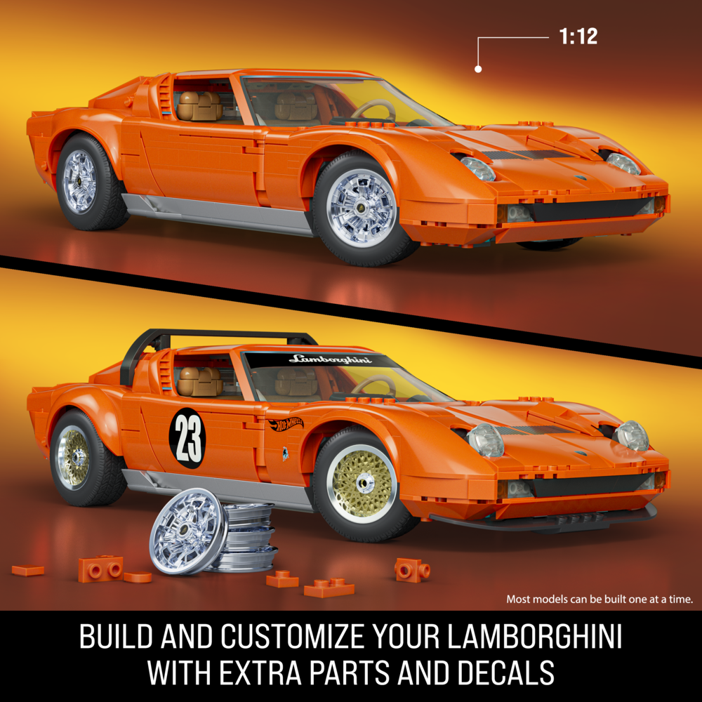 Mattel Brick Shop Hot Wheels Premium Series '71 Lamborghini Miura P400 Sv Building Set
