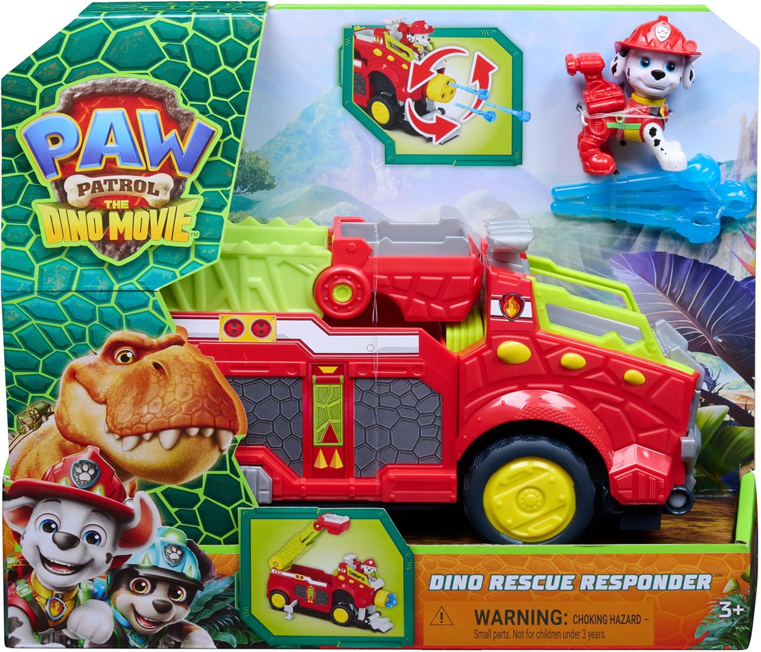 Paw Patrol: The Dino Movie Dino Rescue Responder Over 25.4 Cm Long Firetruck With Marshall Action Figure And 3 Projectiles