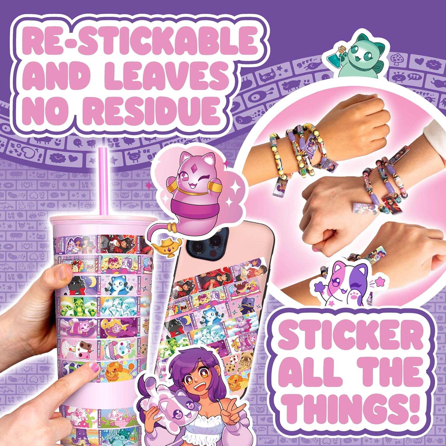 Sticki Rolls Aphmau Sticker Pendant And Bracelet Set
