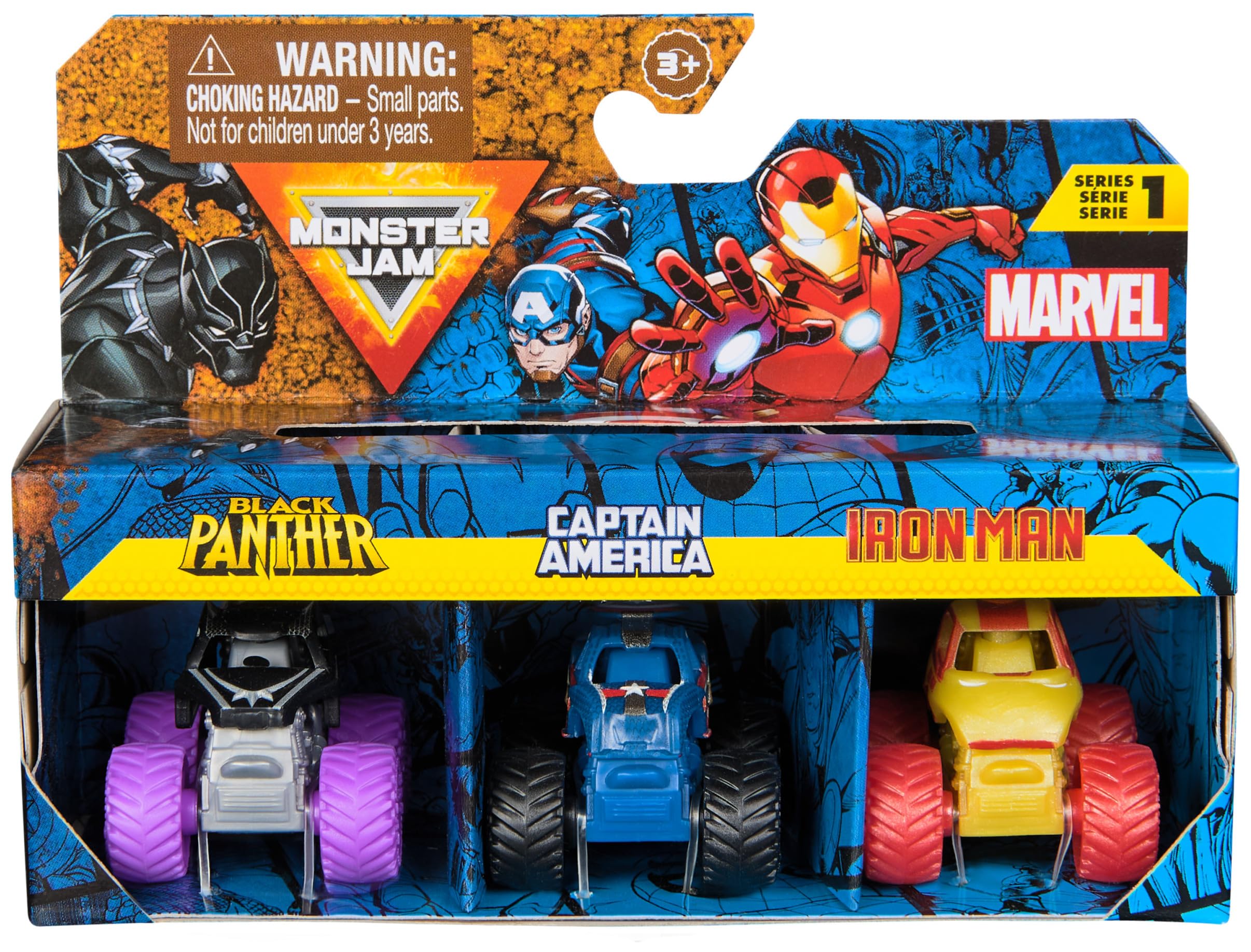 Monster Jam Marvel Mini Monster Truck 3-Pack 1:87 Scale