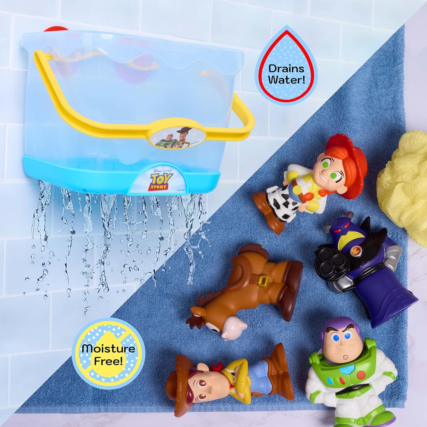 Disney Toy Story Bath Caddy With 5 Bath Toy Figures