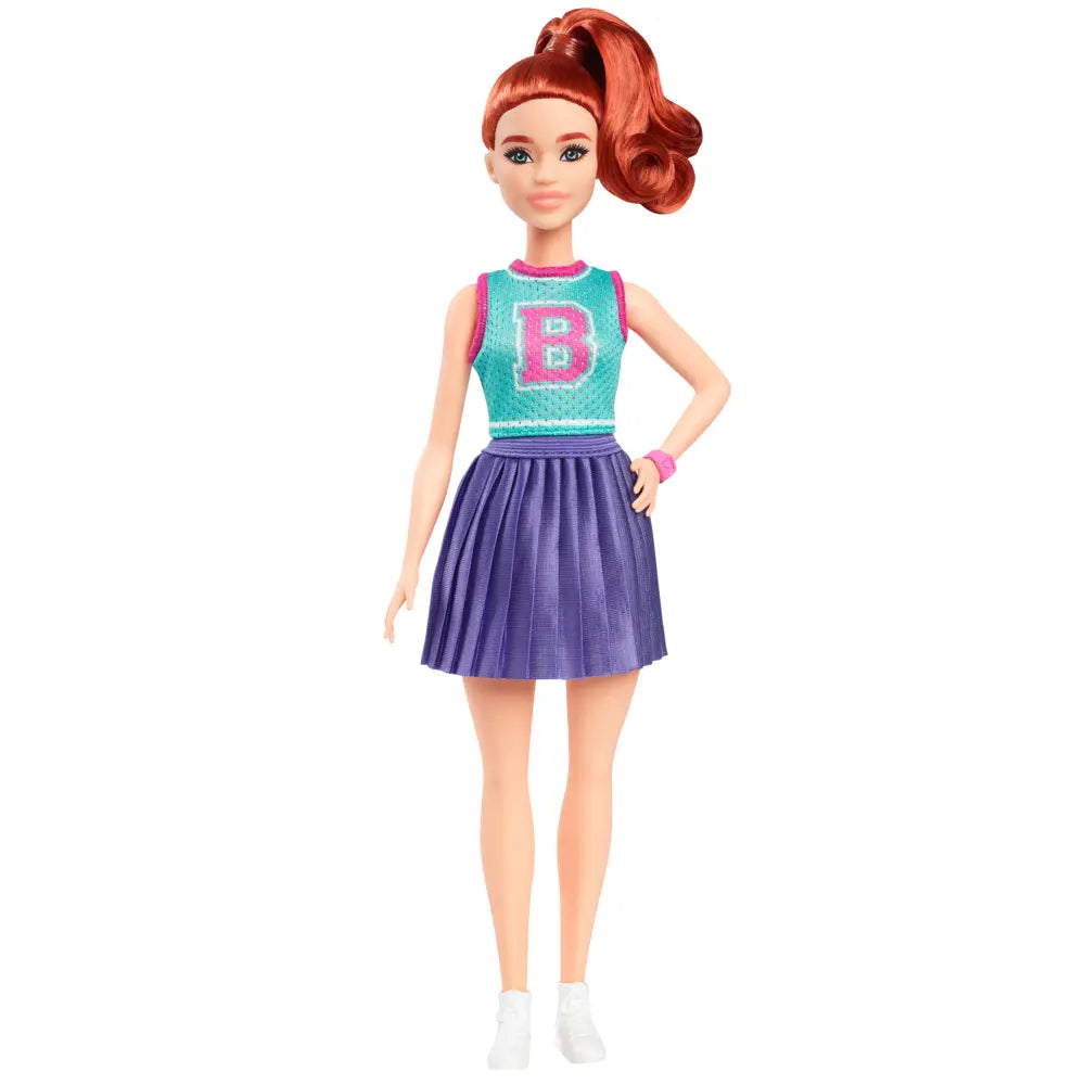 Barbie Fashionistas Doll In Jersey Top And Pleated Purple Skirt, Red Hair