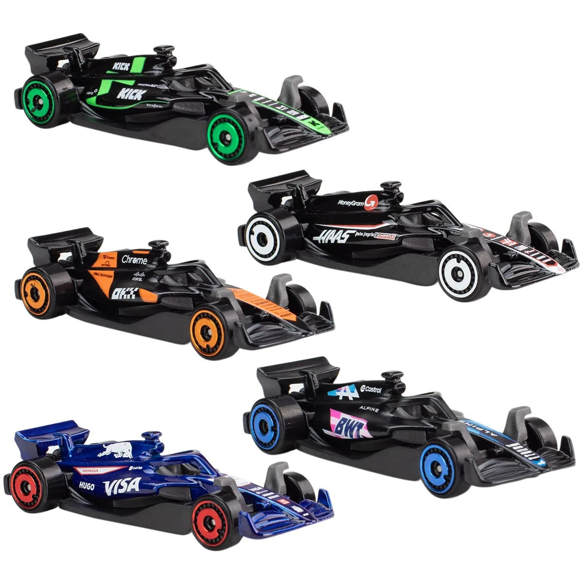 Hot Wheels Diecast Cars Formula 1 Race Team 5 Pack 1:64 Scale