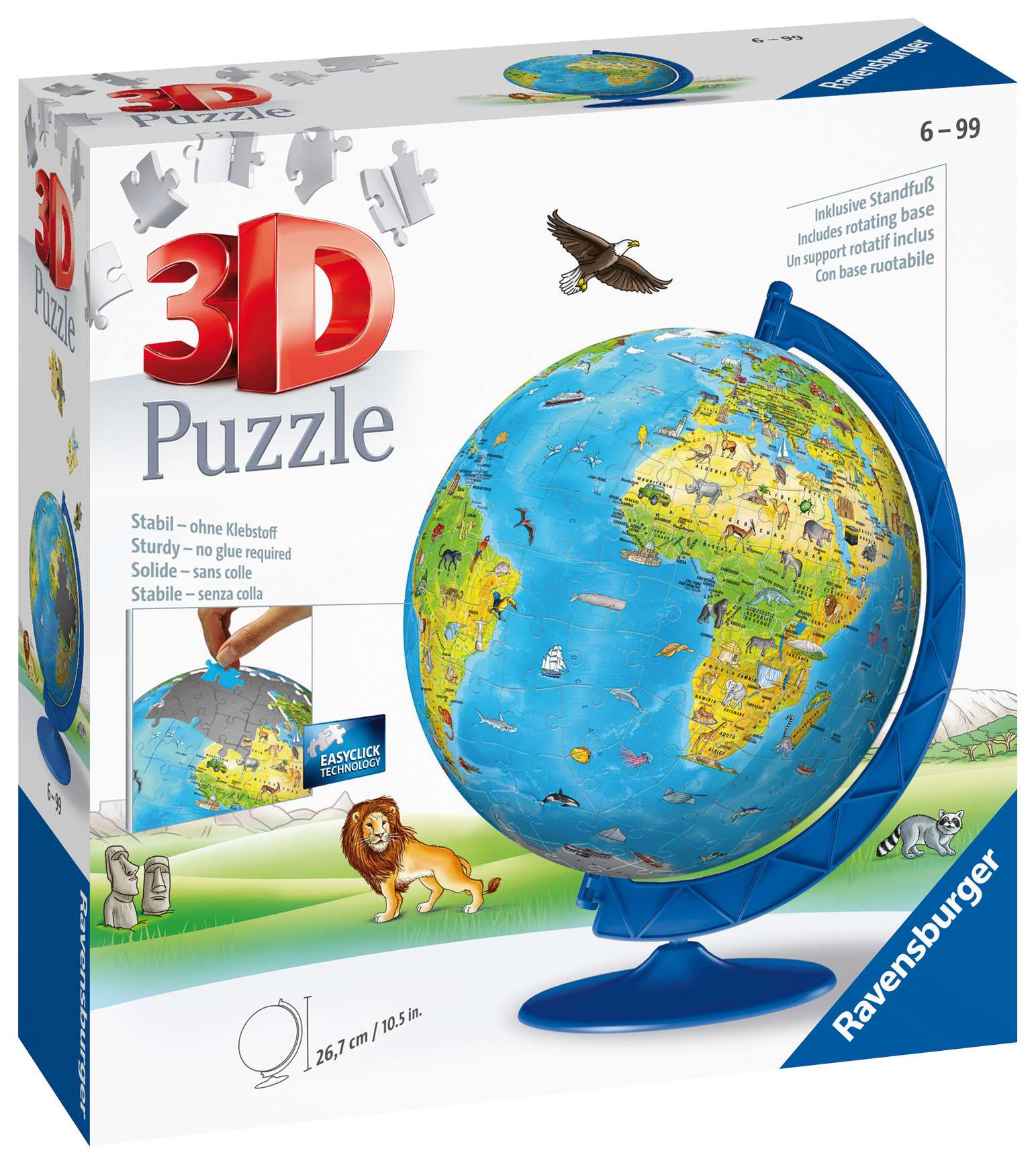 Ravensburger Children's World Globe, 180 Piece 3D Jigsaw Puzzle
