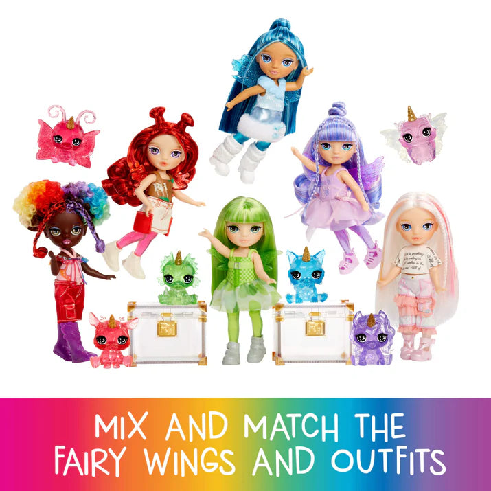 Rainbow High Littles Rainbow Fantasy Fairies With Pet – Amethyst, Purple, 5.5" Posable Small Doll & Fantasy Pegasus Pet
