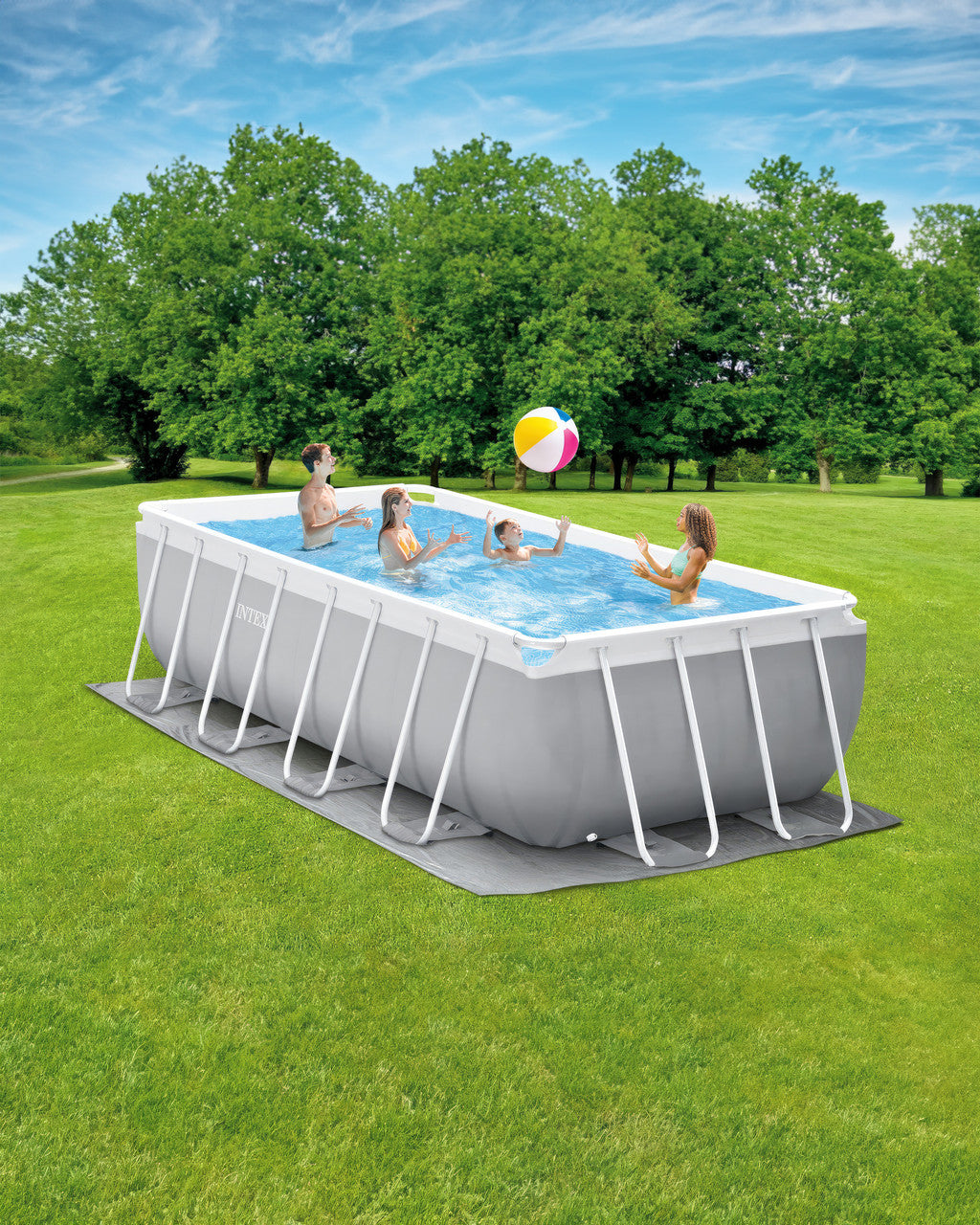 Intex 16Ft X 8Ft X 42In Prism Metal Frame Rectangular Pool