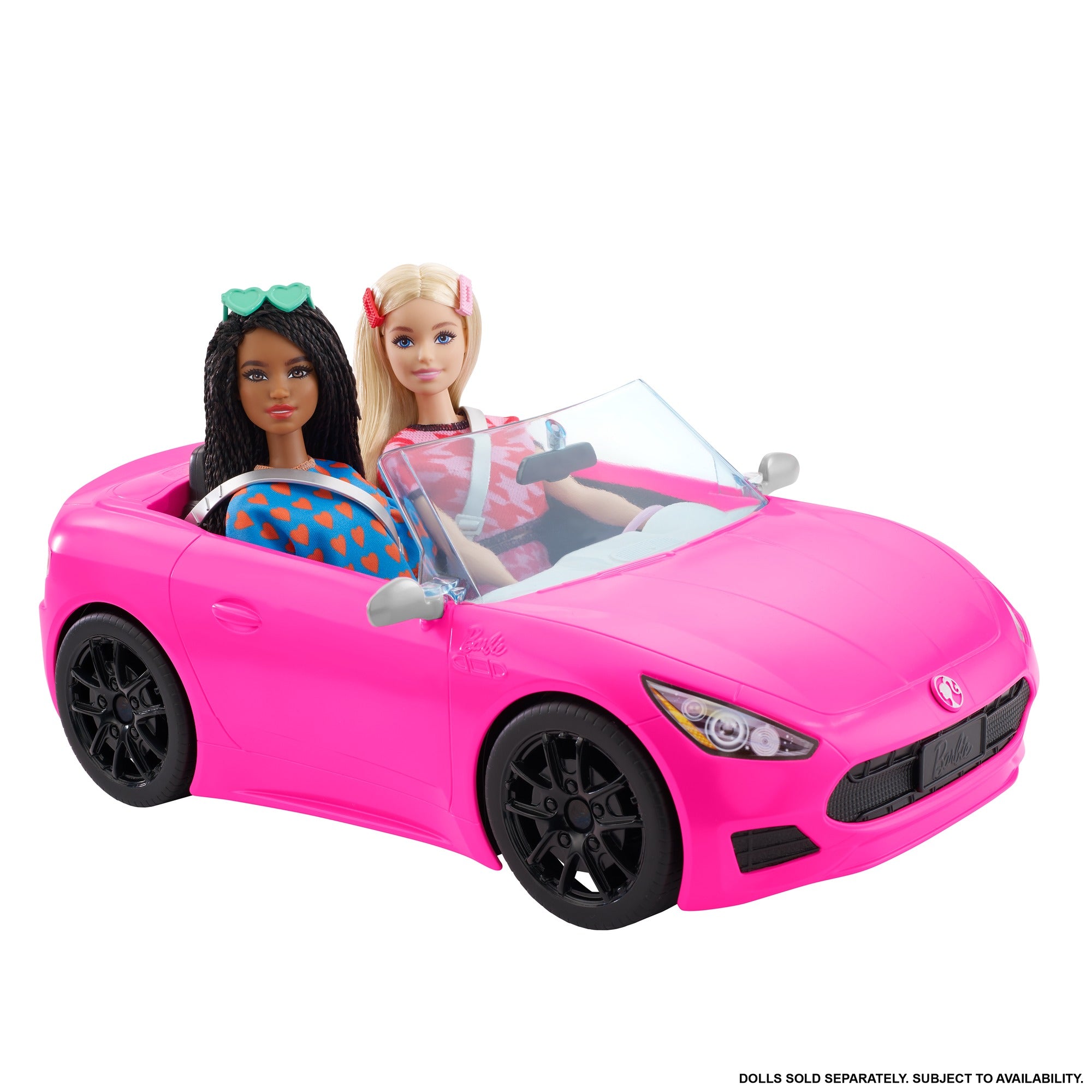 Barbie Pink Convertible 2-Seater Vehicle With Rolling Wheels