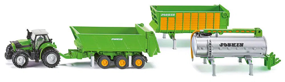 Siku 1:87 Deutz-Fahr With 3 Piece Joskin Trailer Set