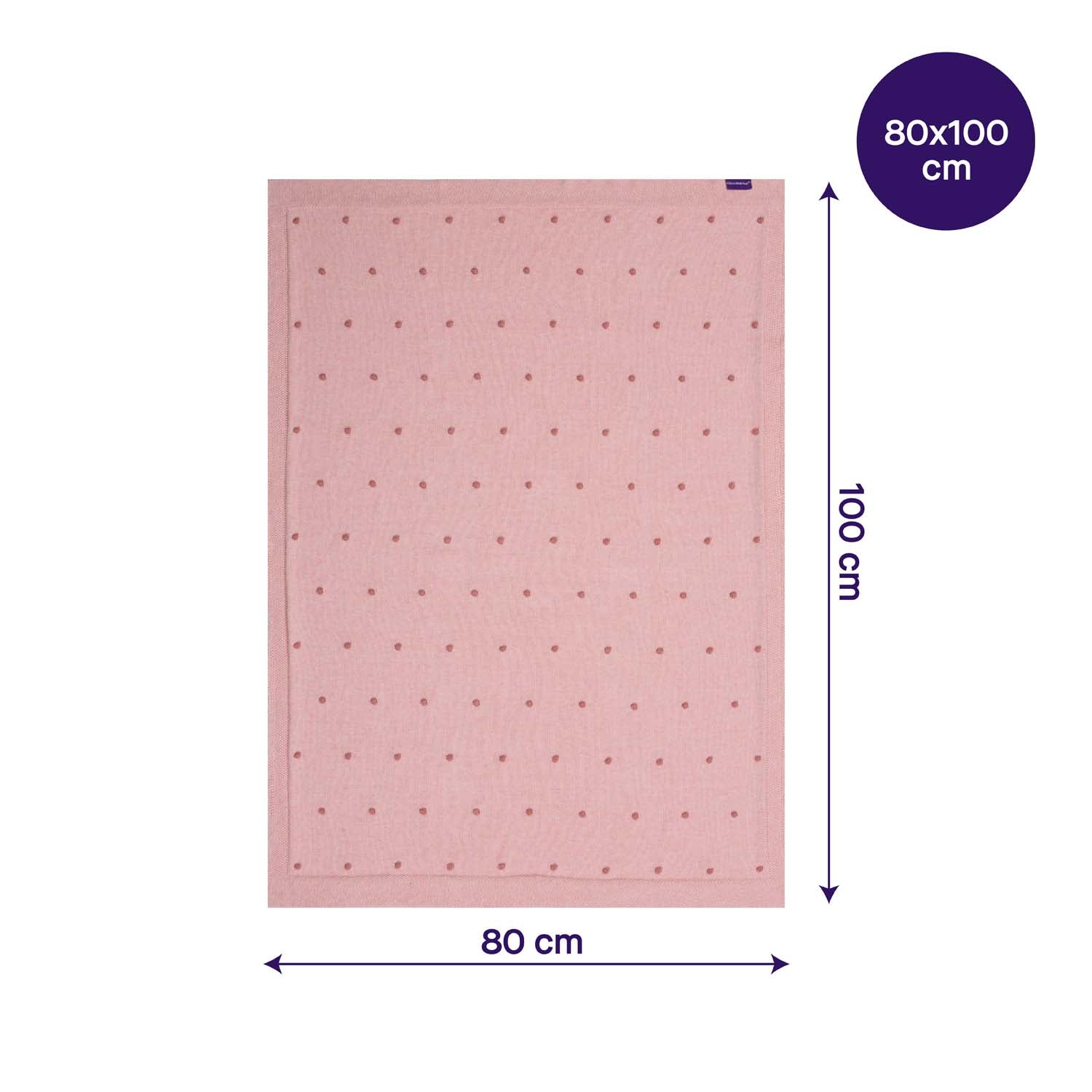 Clevamama Knitted Pom Pom Baby Blanket 80X100 Cm - Pink