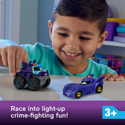 Fisher-Price Dc Batwheels Light-Up 1:55 Scale Toy Cars, Bam The Batmobile & Buff