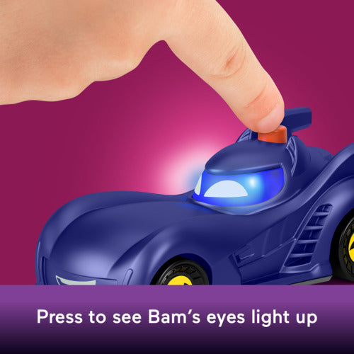 Fisher-Price Dc Batwheels Light-Up 1:55 Scale Toy Cars, Bam The Batmobile & Buff