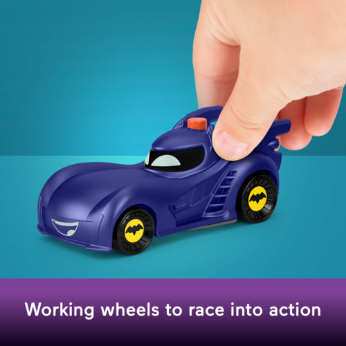 Fisher-Price Dc Batwheels Light-Up 1:55 Scale Toy Cars, Bam The Batmobile & Buff