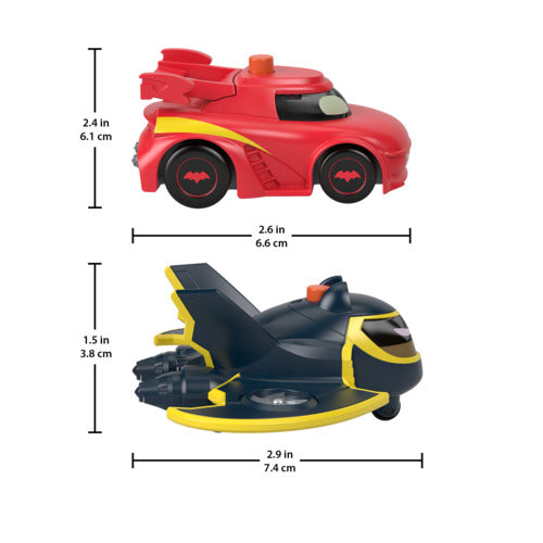 Fisher-Price Dc Batwheels Light-Up 1:55 Scale Toy Cars, Redbird And Batwing