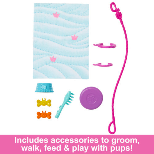 Barbie Doll With A Pup And Dog In A Wheelchair, Plus Pet Accessories