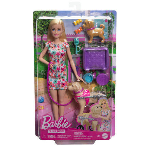 Barbie Doll With A Pup And Dog In A Wheelchair, Plus Pet Accessories