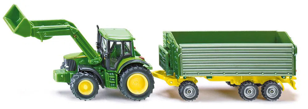 Siku John Deere Tractor With Loader And Trailer 1:87 Scale