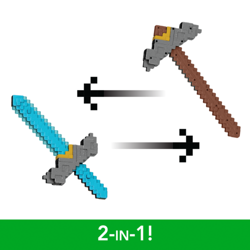 Minecraft Click And Switch Sword And Pickaxe 2-In-1 Toy