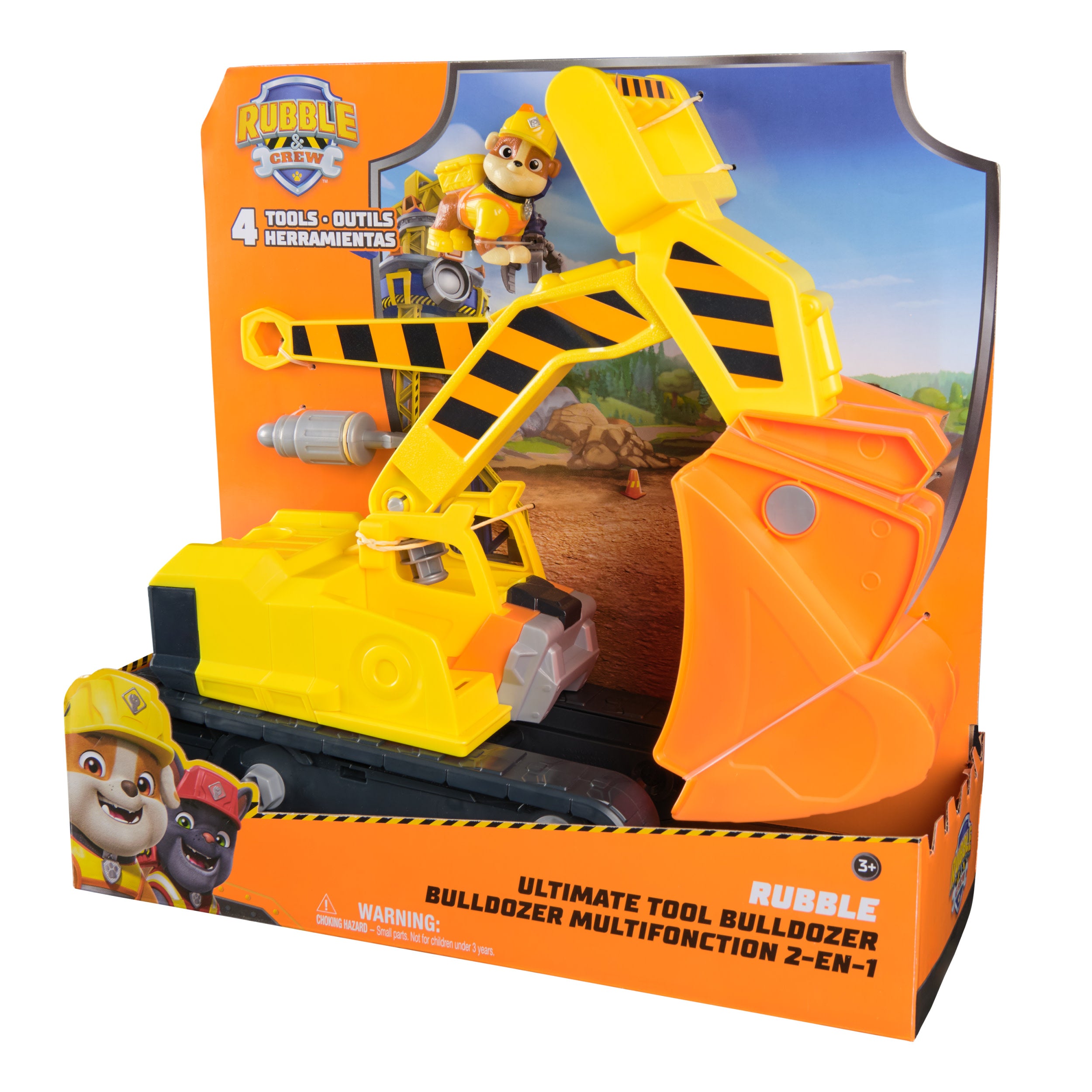 Rubble & Crew Rubble's Ultimate Tool Bulldozer Vehicle, Toy Truck With Action Figure
