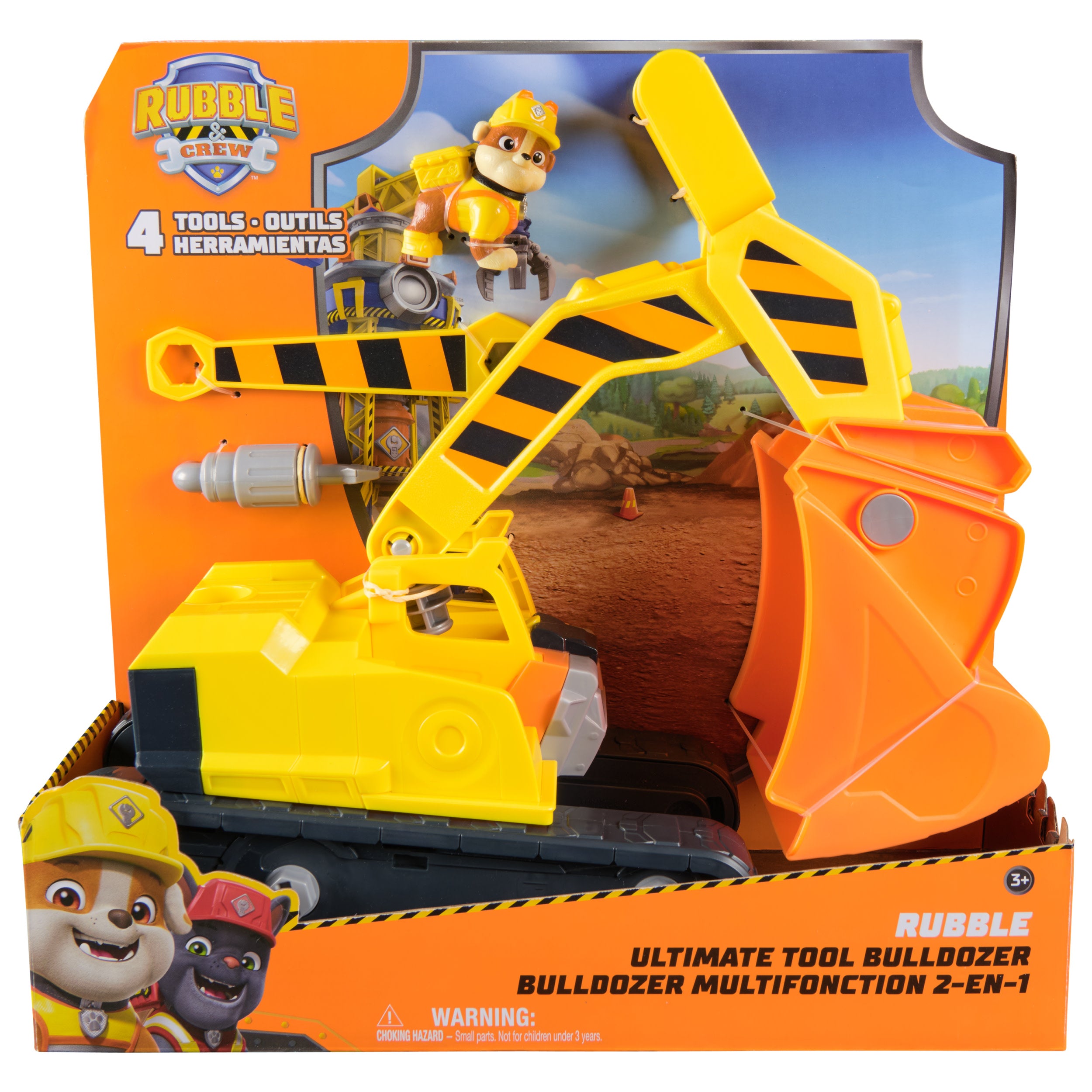 Rubble & Crew Rubble's Ultimate Tool Bulldozer Vehicle, Toy Truck With Action Figure