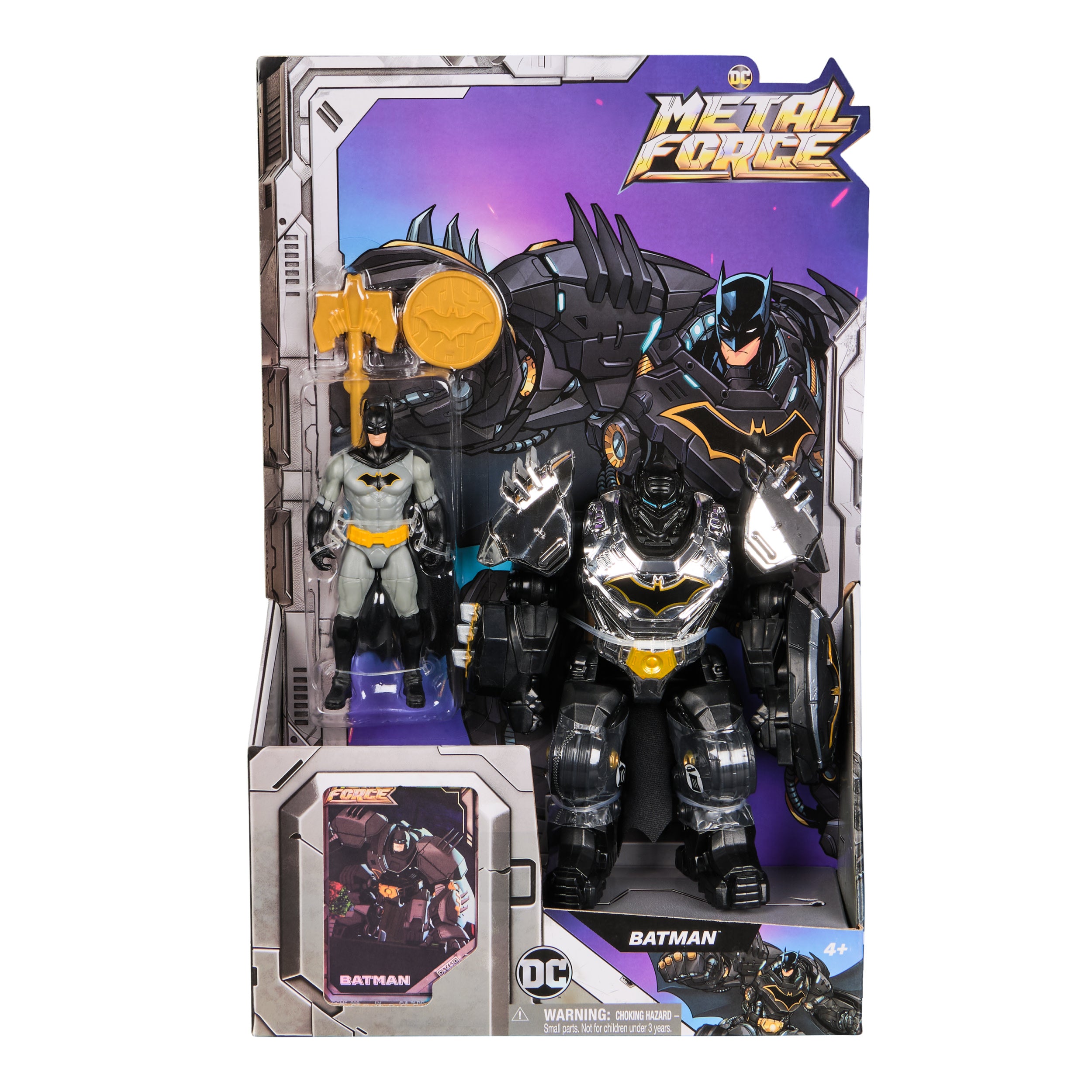 Dc Comics Metal Force Batman Action Figure, 15-Cm With 10-Cm Mini Figure