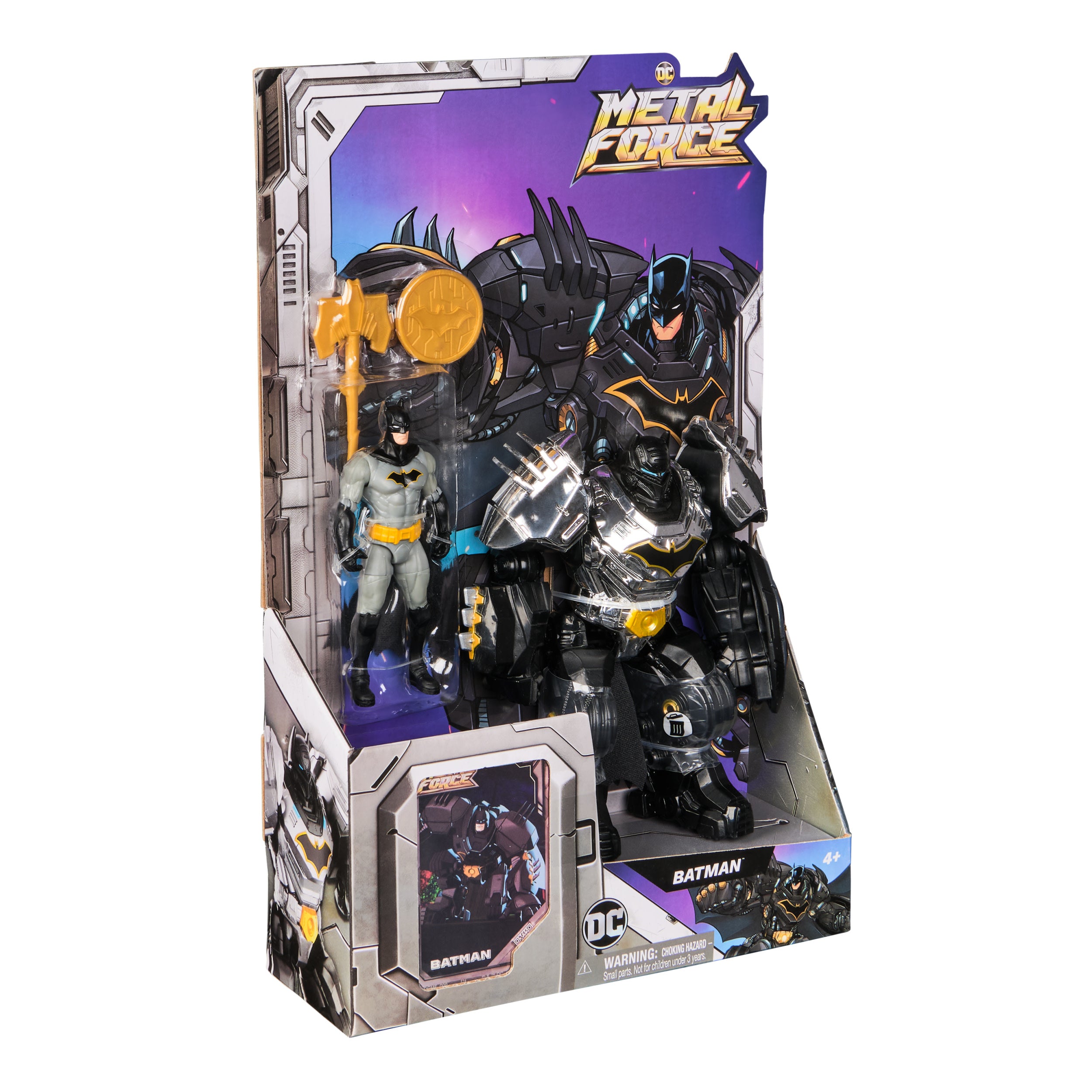 Dc Comics Metal Force Batman Action Figure, 15-Cm With 10-Cm Mini Figure