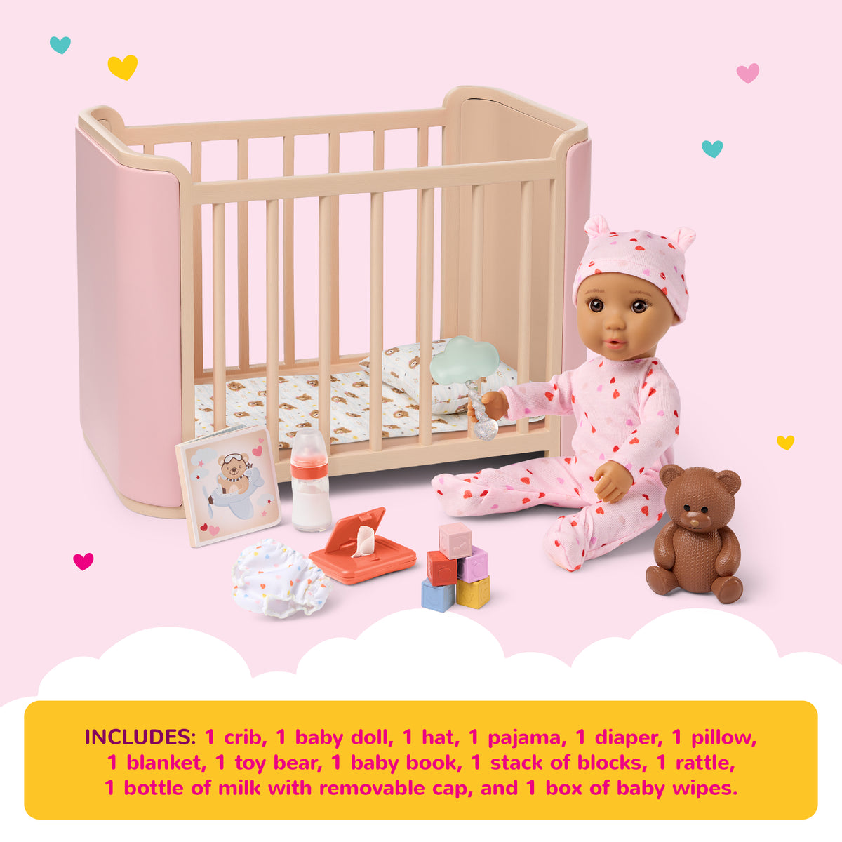 Our Generation Baby Alba & Crib Set
