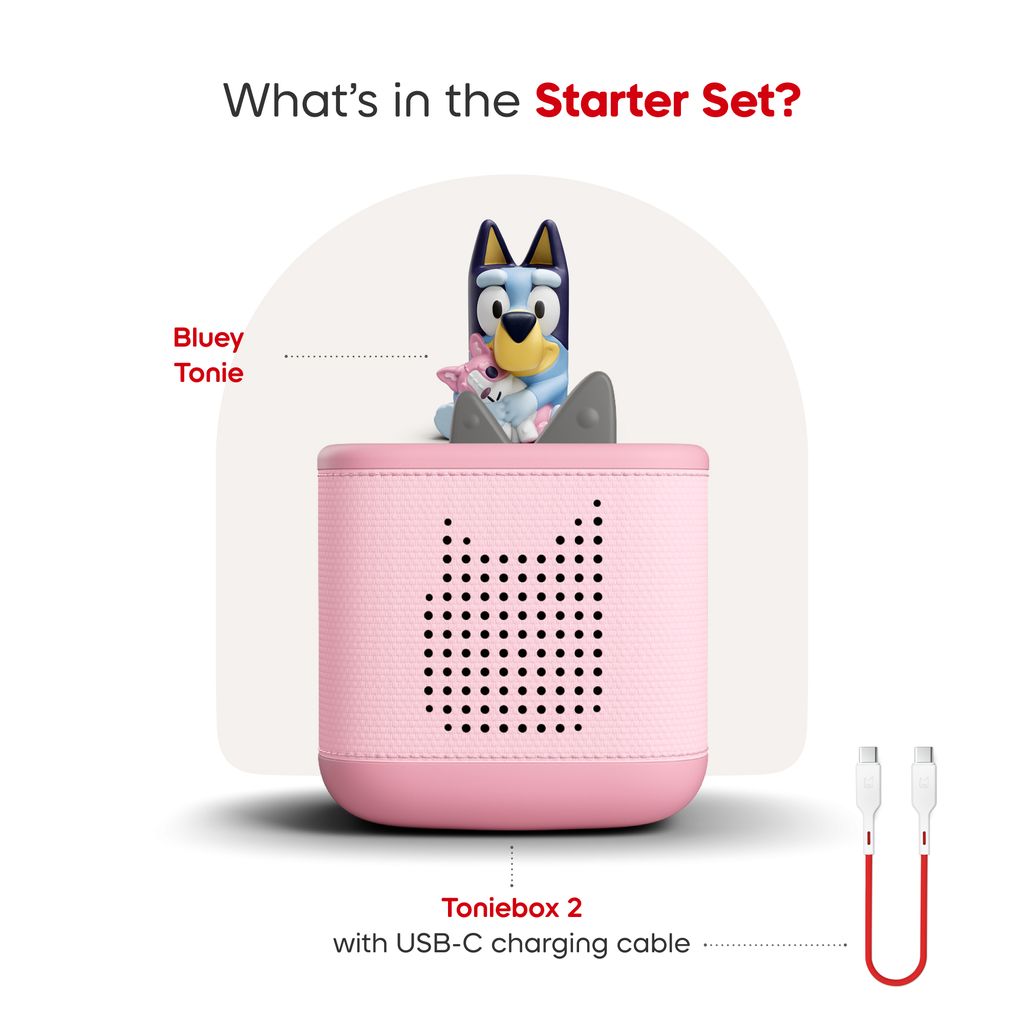 Tonies Toniebox 2 Cloud Pink Starter Set And Bluey Audio