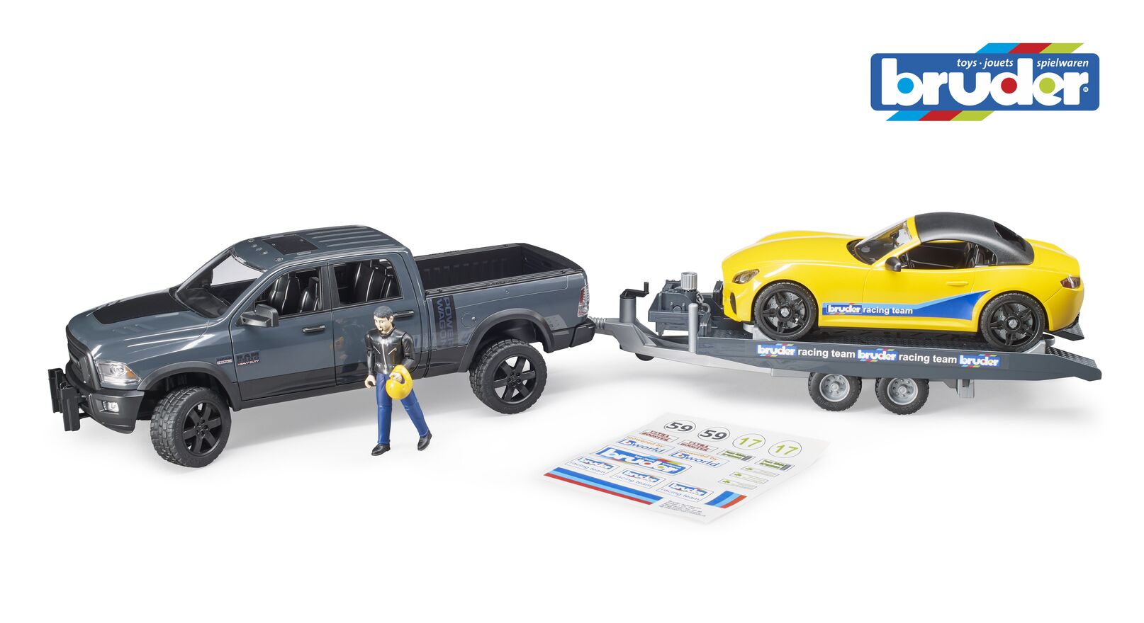 Bruder Ram 2500 Power Wagon And Bruder Roadster Racing Team