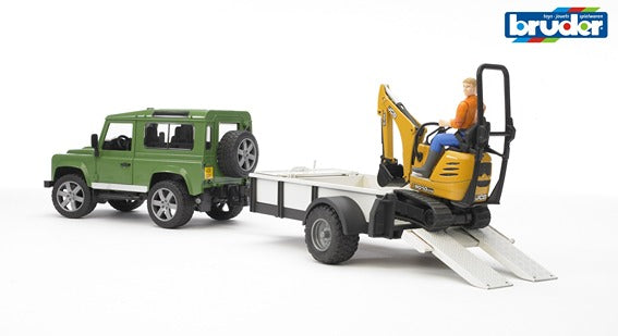 Bruder 1:16 Landrover With Trailer & Jcb Excavator