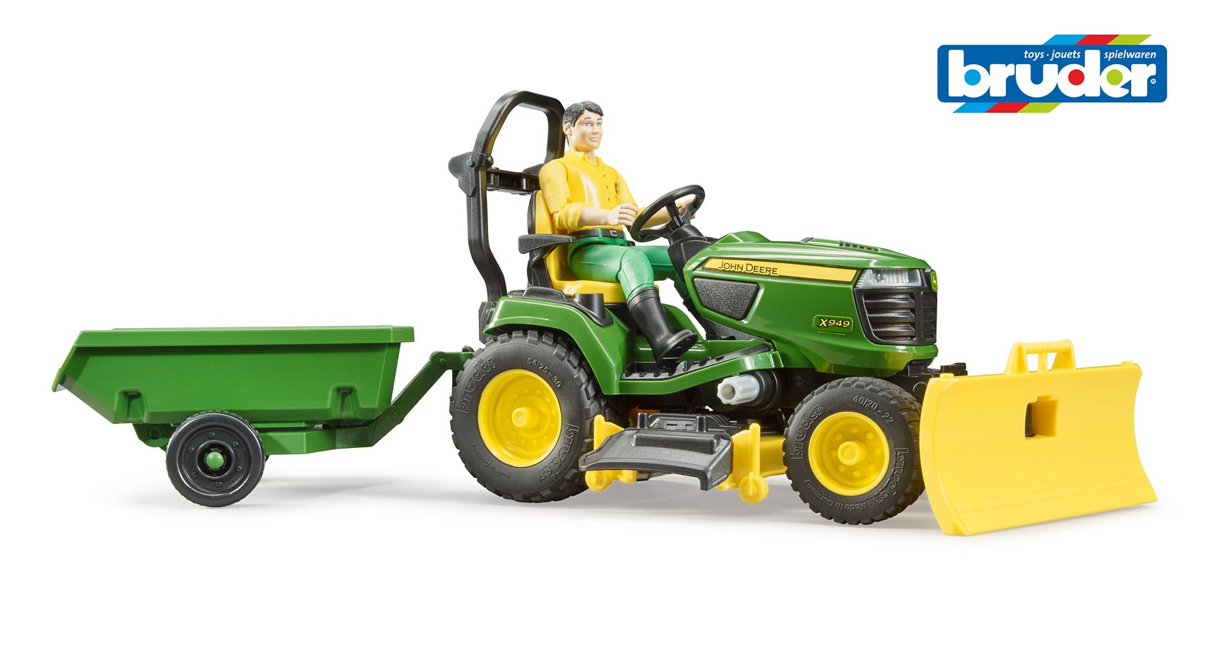 Bruder John Deere Lawn Mower With Trailer And Driver