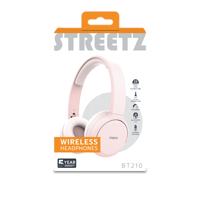 Streetz Hl-Bt402 Bluetooth On Ear Headphones Pink