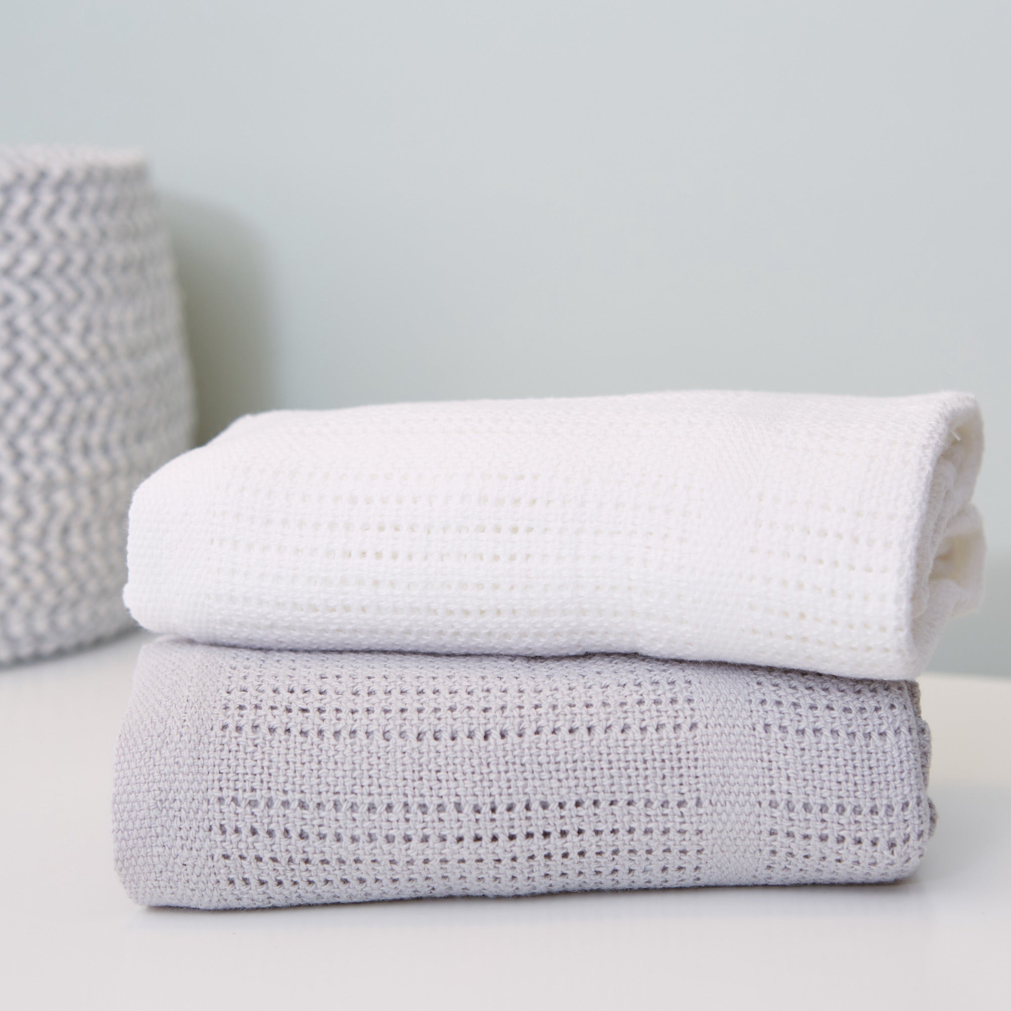 Baby Elegance 2 Pack Cellular Blanket Grey And White