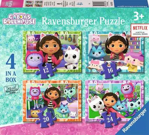 Gabby’s Dollhouse, 4 In A Box - 12 + 16 + 20 + 24 Pieces Puzzle