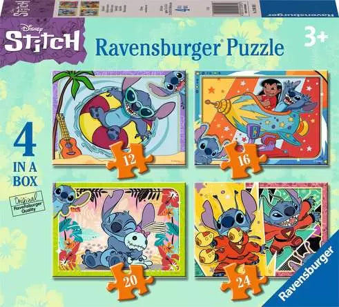 Ravensburger Disney Stitch 4 In A Box (12, 16, 20, 24 Piece) Jigsaw Puzzles