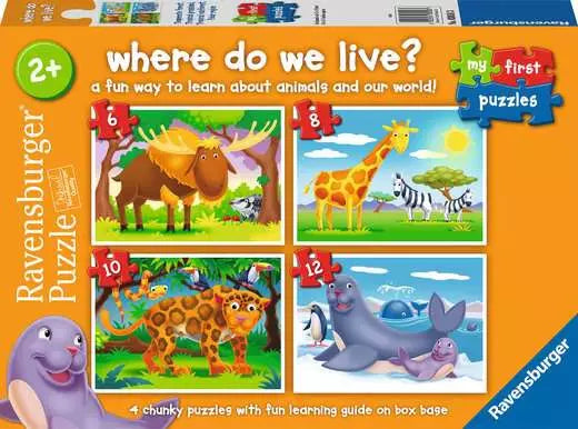 Ravensburger My First Puzzles, Where Do We Live? (6, 8, 10 & 12 Piece) Jigsaw Puzzles