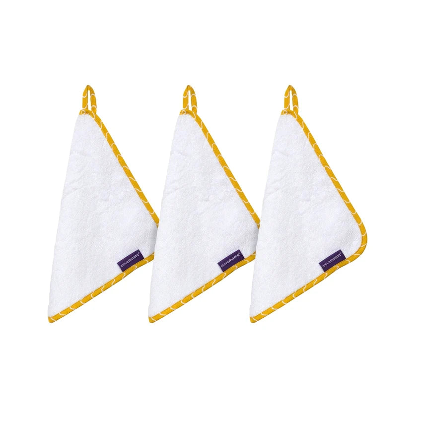 Clevamama Bamboo Baby Washcloths -White/Honey  3 Pack