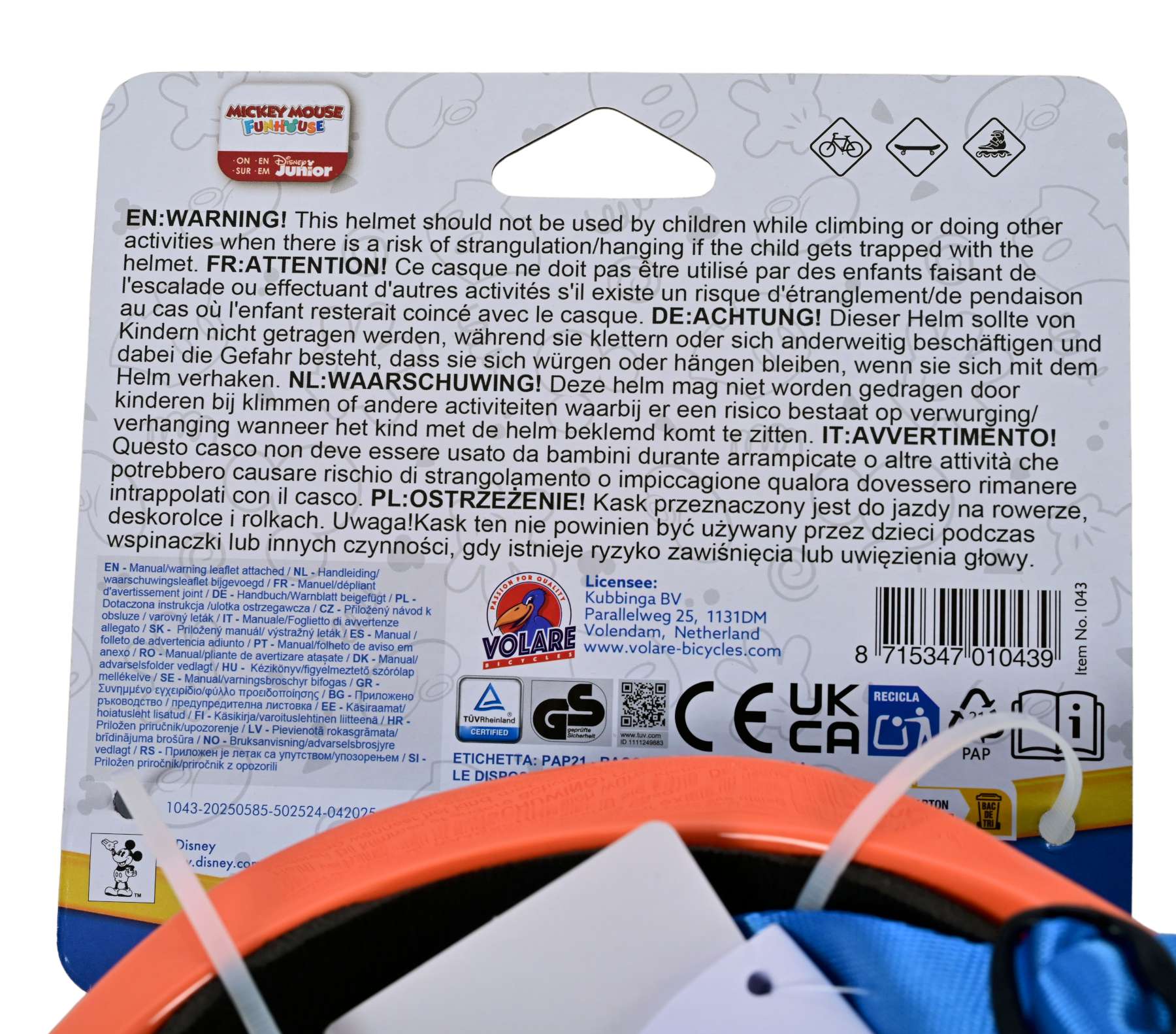 Disney Mickey Bicycle Helmet 52-56Cm