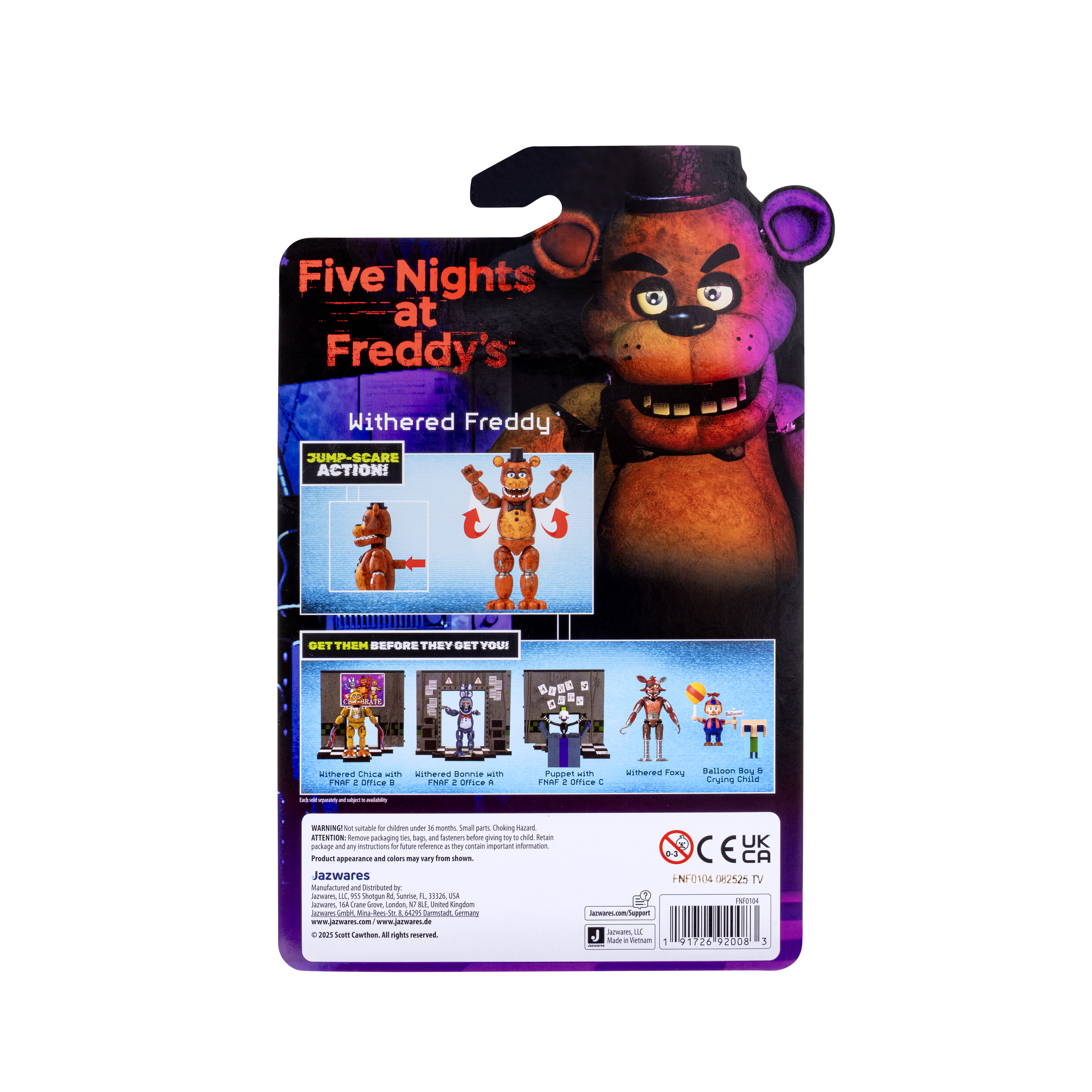 Five Nights At Freddy’s Withered Freddy - 5-Inch Articulated Figure With Jumpscare Feature And Glow-In-The-Dark Eyes