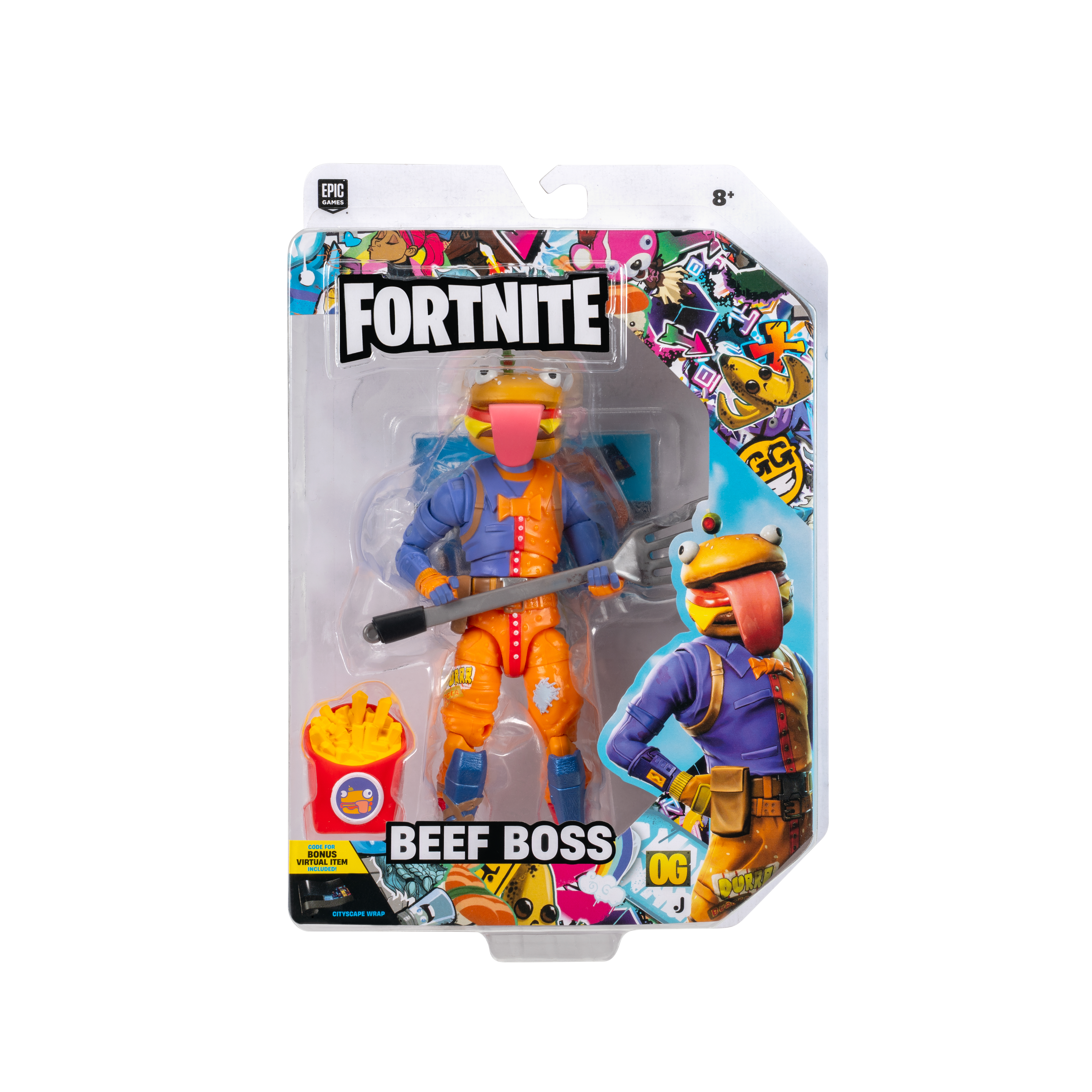 Fortnite Legendary Beef Boss - 6-Inch Articulated Figure With Harvesting Tool, Back Bling, And Code For Bonus Virtual Item