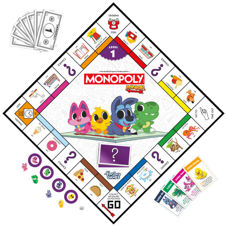 Monopoly Junior Board Game (2026) 2 Games In 1 2-Sided Board Preschool Game For Kids 4+