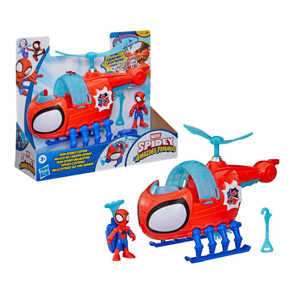 Marvel Spidey And His Amazing Friends Team Spidey Copter, 3-Inch (7.6 Cm) Action Figure & Toy Vehicle With Projectile