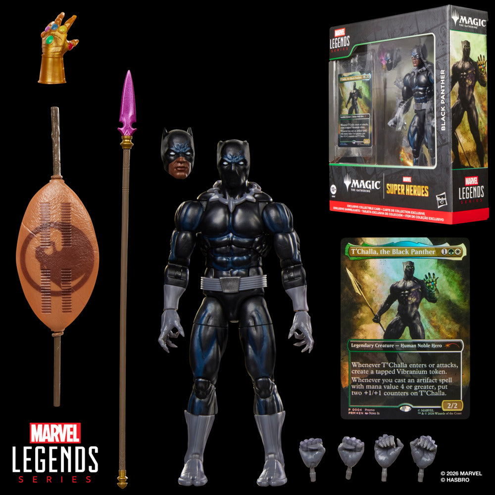 Marvel Legends Series Marvel Super Heroes Magic: The Gathering Black Panther, 6" Action Figure Plus Exclusive Foil Trading Card