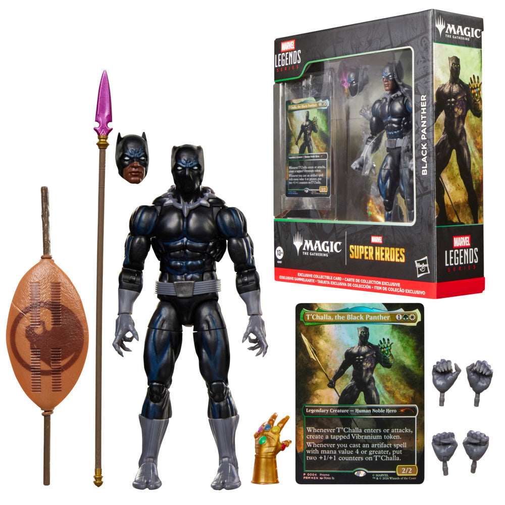 Marvel Legends Series Marvel Super Heroes Magic: The Gathering Black Panther, 6" Action Figure Plus Exclusive Foil Trading Card