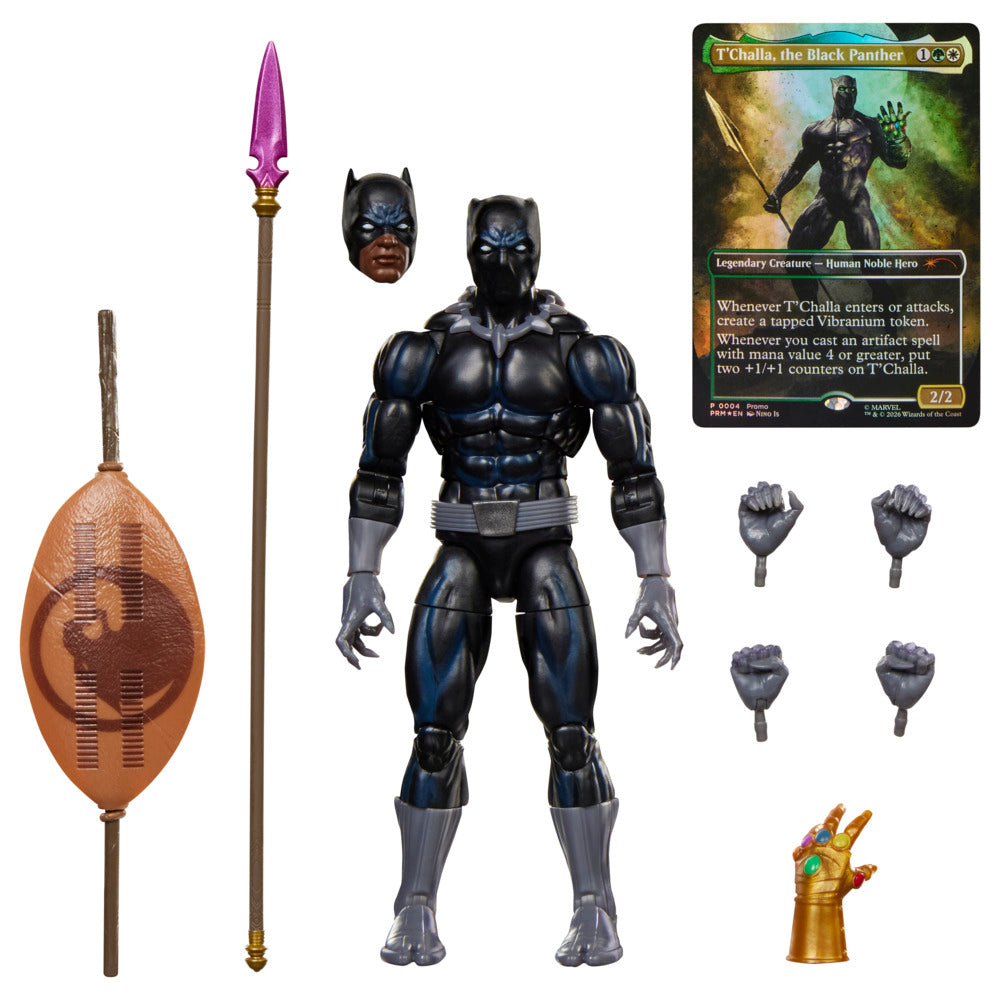 Marvel Legends Series Marvel Super Heroes Magic: The Gathering Black Panther, 6" Action Figure Plus Exclusive Foil Trading Card