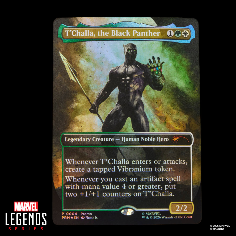 Marvel Legends Series Marvel Super Heroes Magic: The Gathering Black Panther, 6" Action Figure Plus Exclusive Foil Trading Card